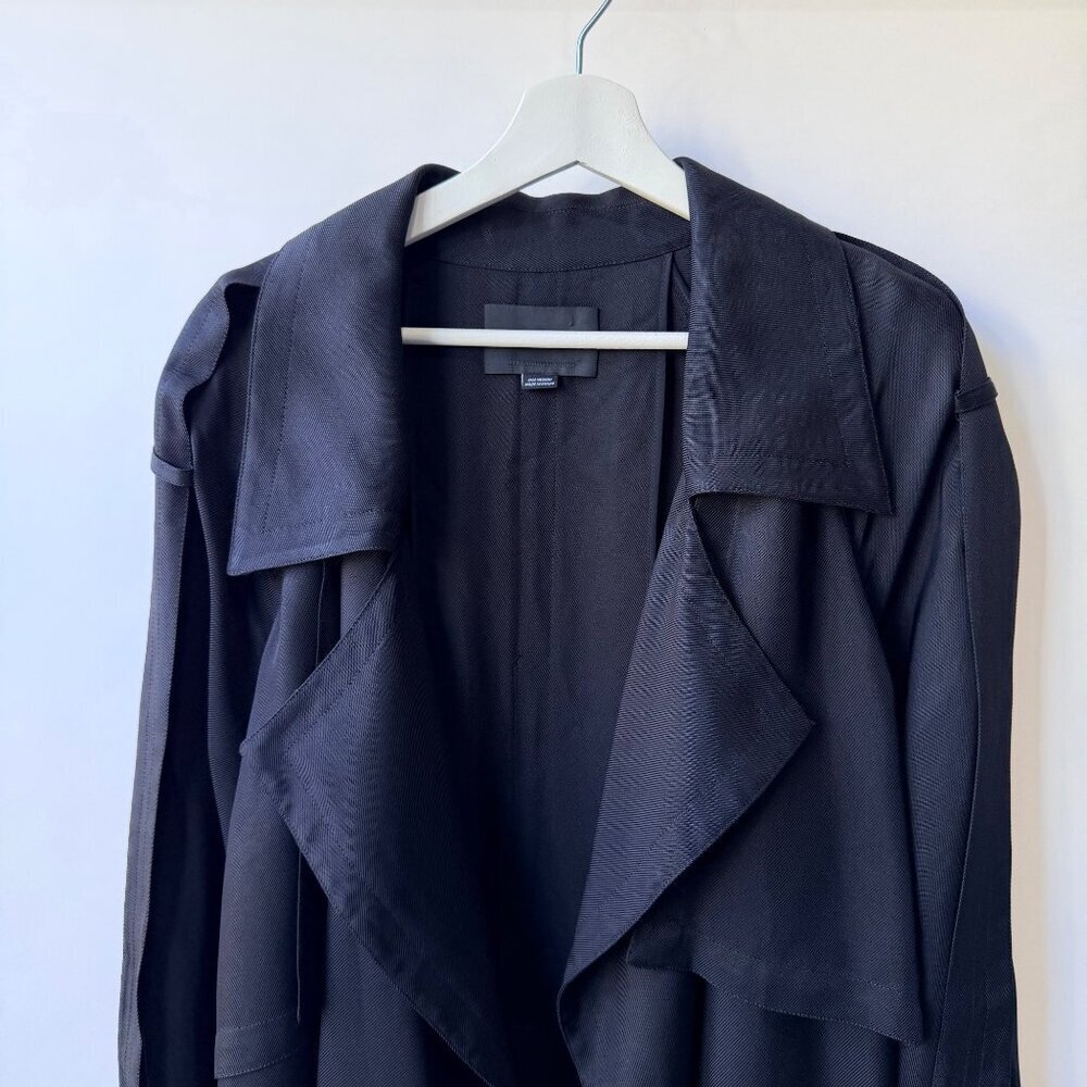 Alexander Wang Black Lightweight Belted soft oversized Trench Coat – Size M Q6 - Picture 4 of 13